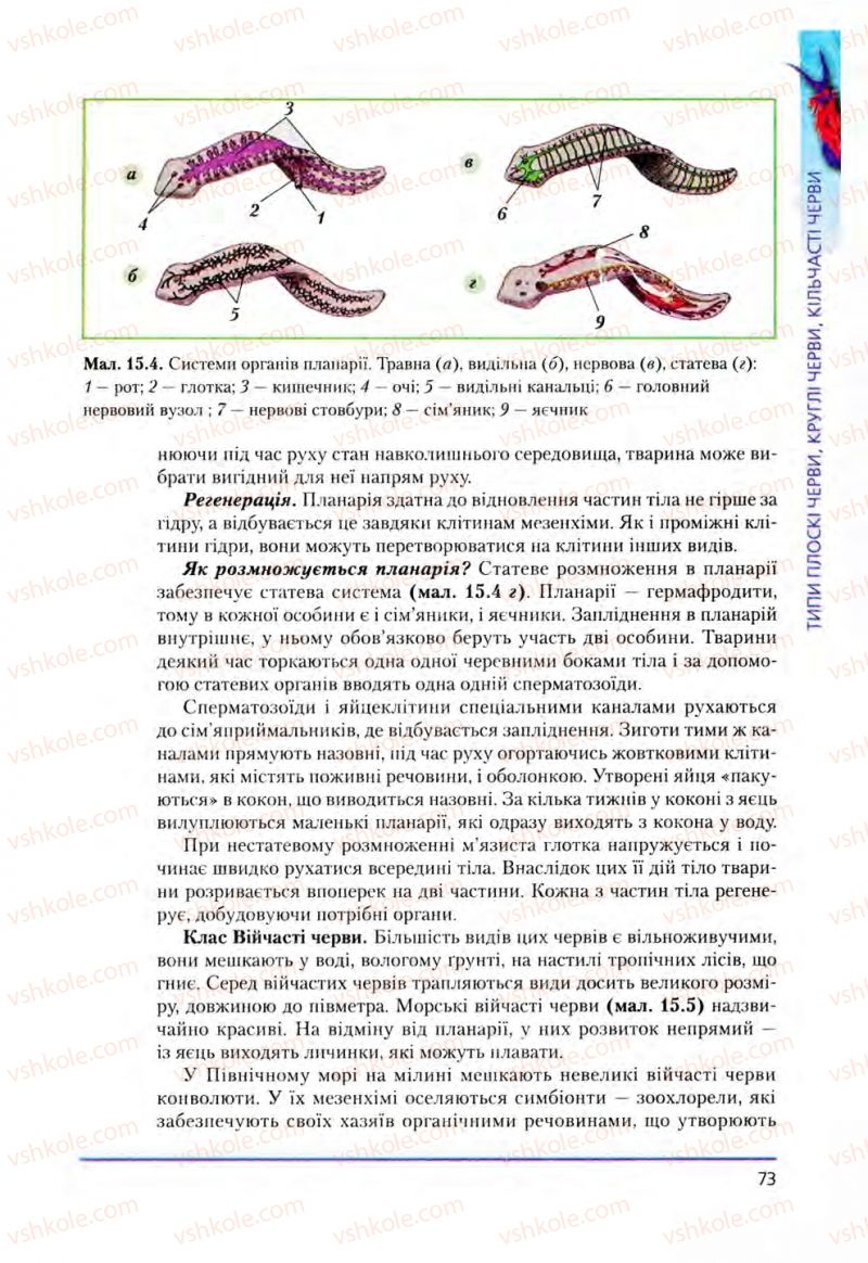Страница 73 | Підручник Біологія 8 клас Т.І. Базанова, Ю.В. Павіченко, О.Г. Шатровський 2008