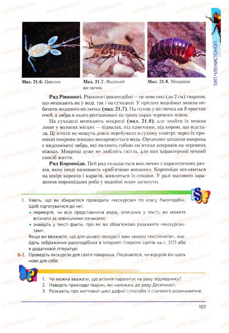 Страница 103 | Підручник Біологія 8 клас Т.І. Базанова, Ю.В. Павіченко, О.Г. Шатровський 2008