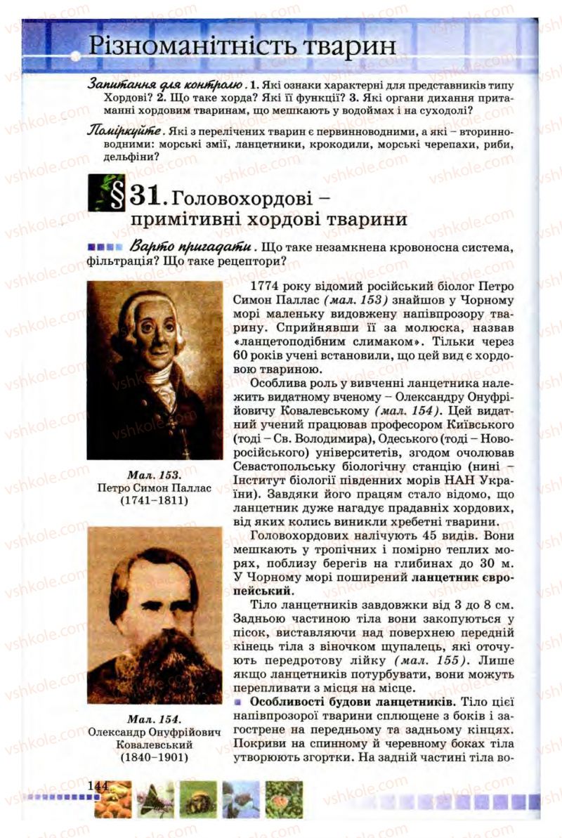 Страница 144 | Підручник Біологія 8 клас В.В. Серебряков, П.Г. Балан 2008