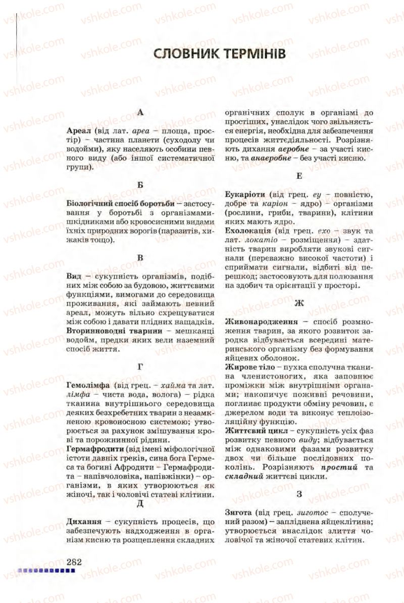 Страница 282 | Підручник Біологія 8 клас В.В. Серебряков, П.Г. Балан 2008