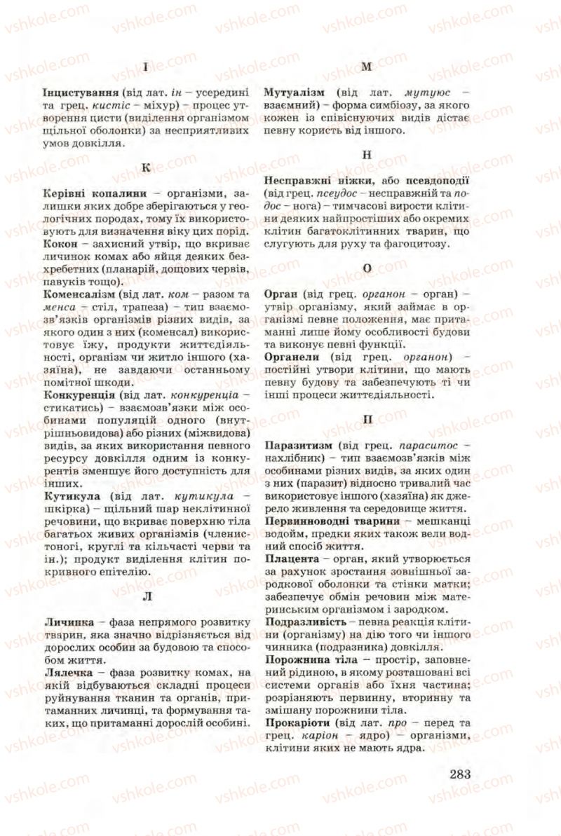 Страница 283 | Підручник Біологія 8 клас В.В. Серебряков, П.Г. Балан 2008