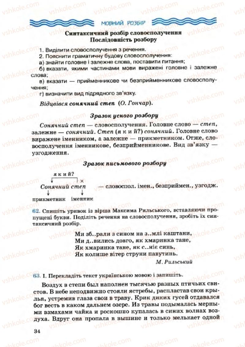 Страница 34 | Підручник Українська мова 8 клас А.А. Ворон, В.А. Солопенко 2008