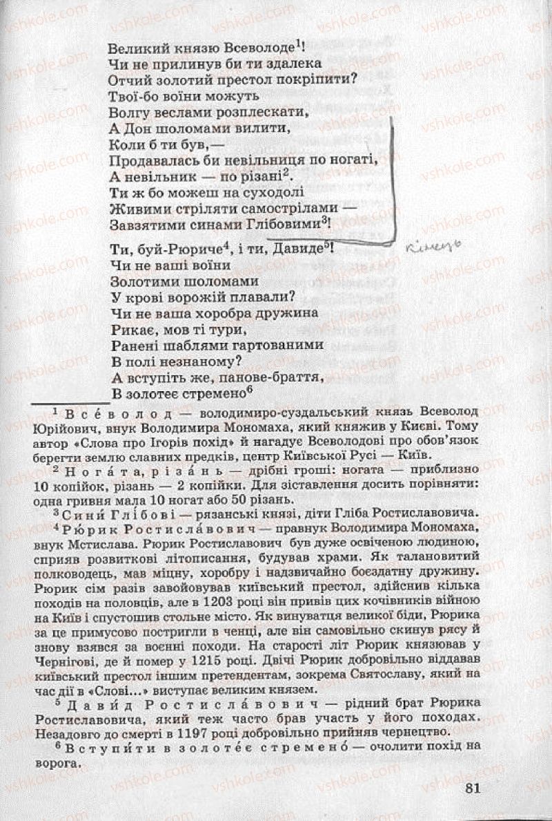 Страница 81 | Підручник Українська література 8 клас О.В. Слоньовська 2008