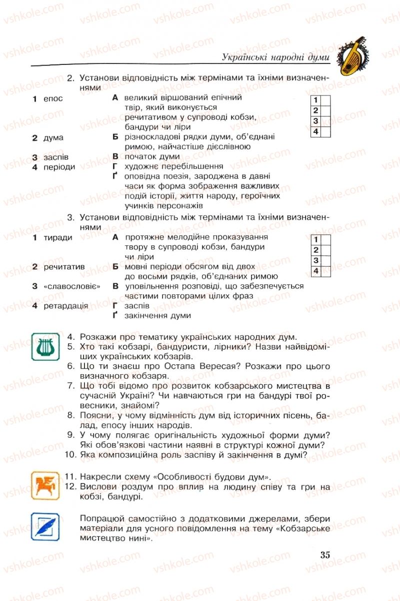 Страница 35 | Підручник Українська література 8 клас О.М. Авраменко, Г.К. Дмитренко 2008
