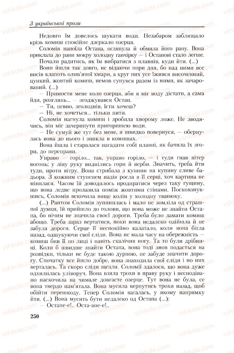 Страница 250 | Підручник Українська література 8 клас О.М. Авраменко, Г.К. Дмитренко 2008