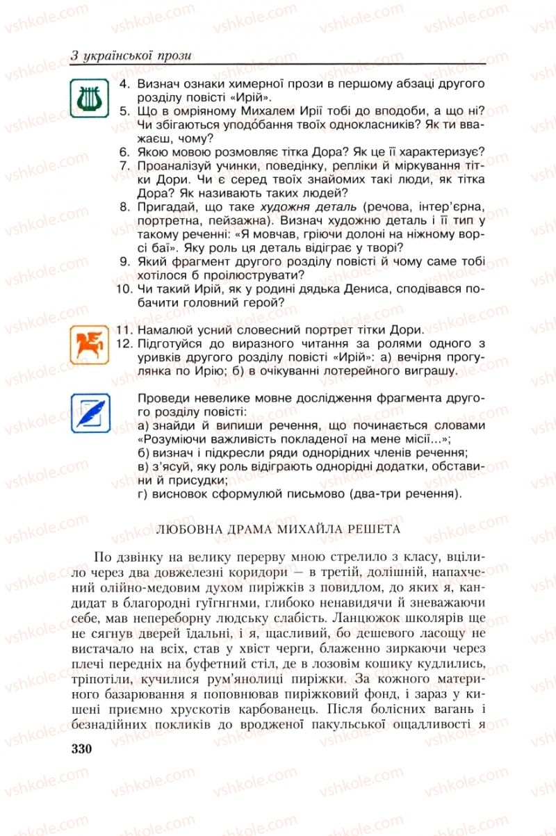 Страница 330 | Підручник Українська література 8 клас О.М. Авраменко, Г.К. Дмитренко 2008