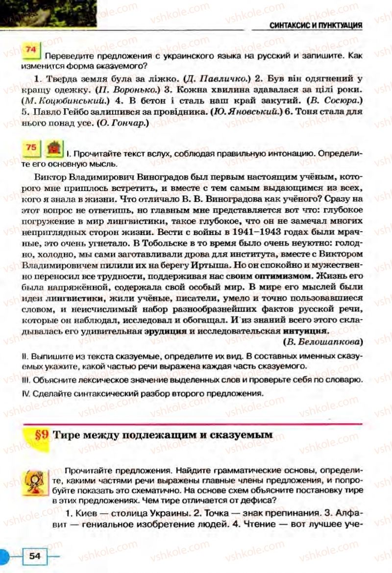 Страница 54 | Підручник Русский язык 8 клас Е.И. Быкова, Л.В Давидюк, В.И. Стативка 2008