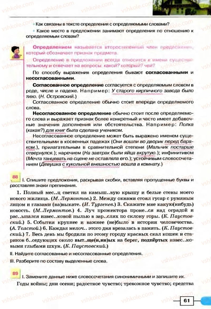 Страница 61 | Підручник Русский язык 8 клас Е.И. Быкова, Л.В Давидюк, В.И. Стативка 2008