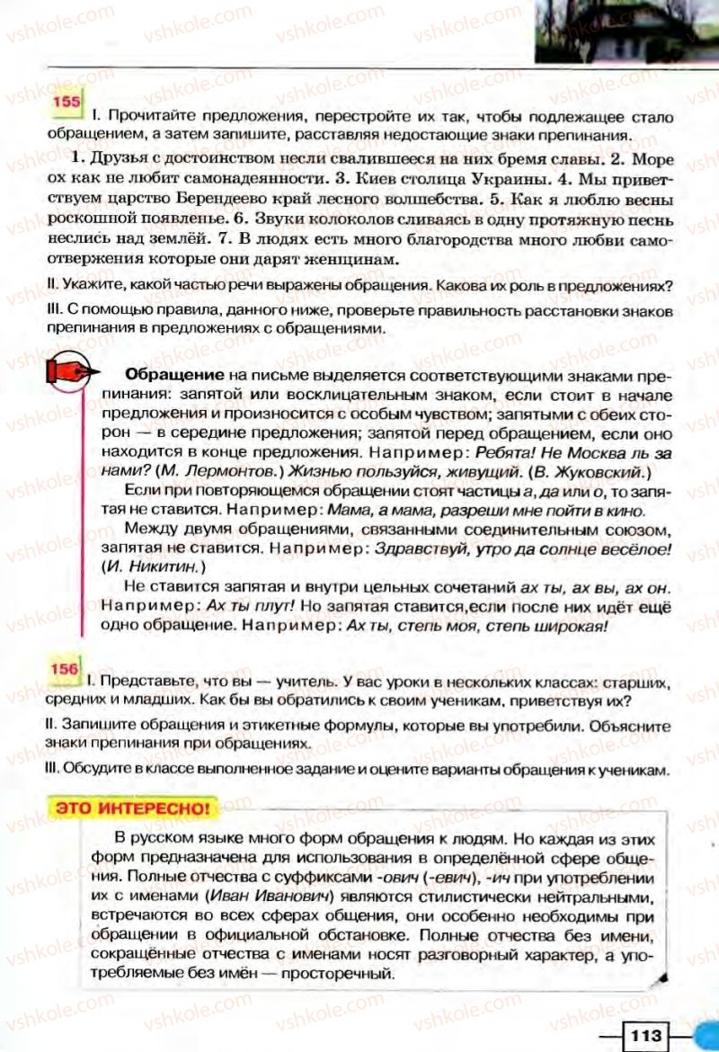 Страница 113 | Підручник Русский язык 8 клас Е.И. Быкова, Л.В Давидюк, В.И. Стативка 2008