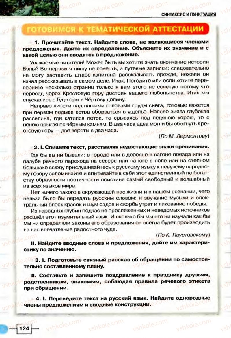 Страница 124 | Підручник Русский язык 8 клас Е.И. Быкова, Л.В Давидюк, В.И. Стативка 2008
