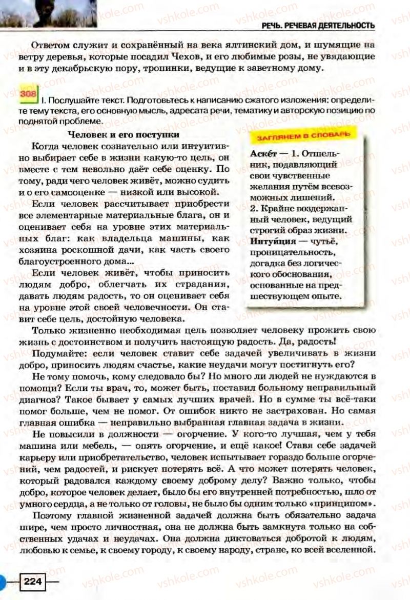Страница 224 | Підручник Русский язык 8 клас Е.И. Быкова, Л.В Давидюк, В.И. Стативка 2008