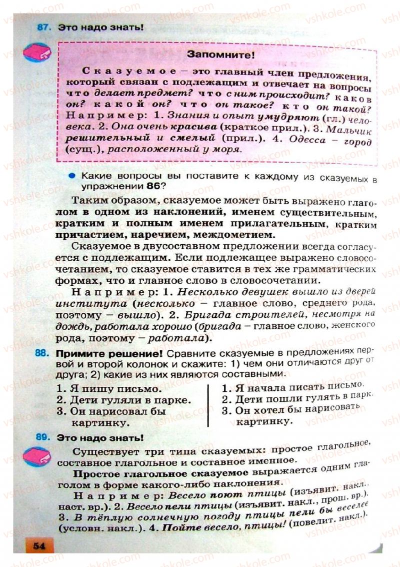 Страница 54 | Підручник Русский язык 8 клас Е.В. Малыхина 2008