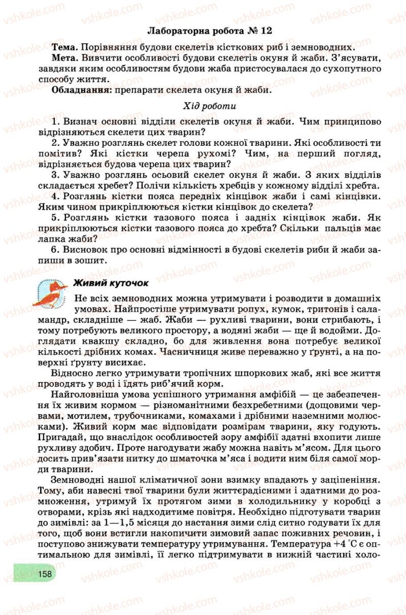 Страница 158 | Підручник Біологія 8 клас С.В. Межжерін, Я.О. Межжеріна 2008