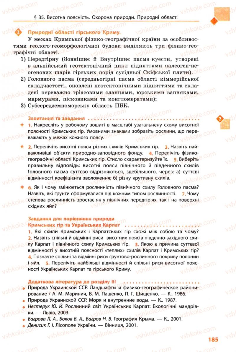 Страница 185 | Підручник Географія 8 клас Л.М. Булава 2008