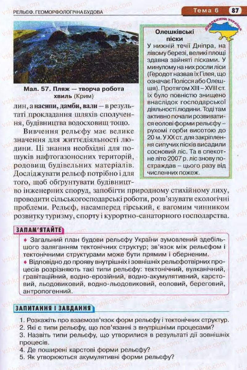 Страница 87 | Підручник Географія 8 клас І.Л. Дітчук, О.В. Заставецька, І.В. Брущенко 2008