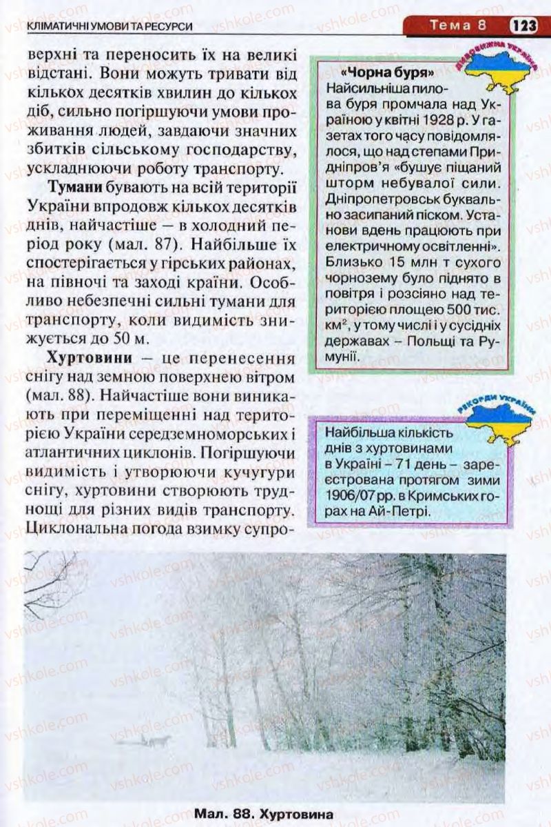 Страница 123 | Підручник Географія 8 клас І.Л. Дітчук, О.В. Заставецька, І.В. Брущенко 2008
