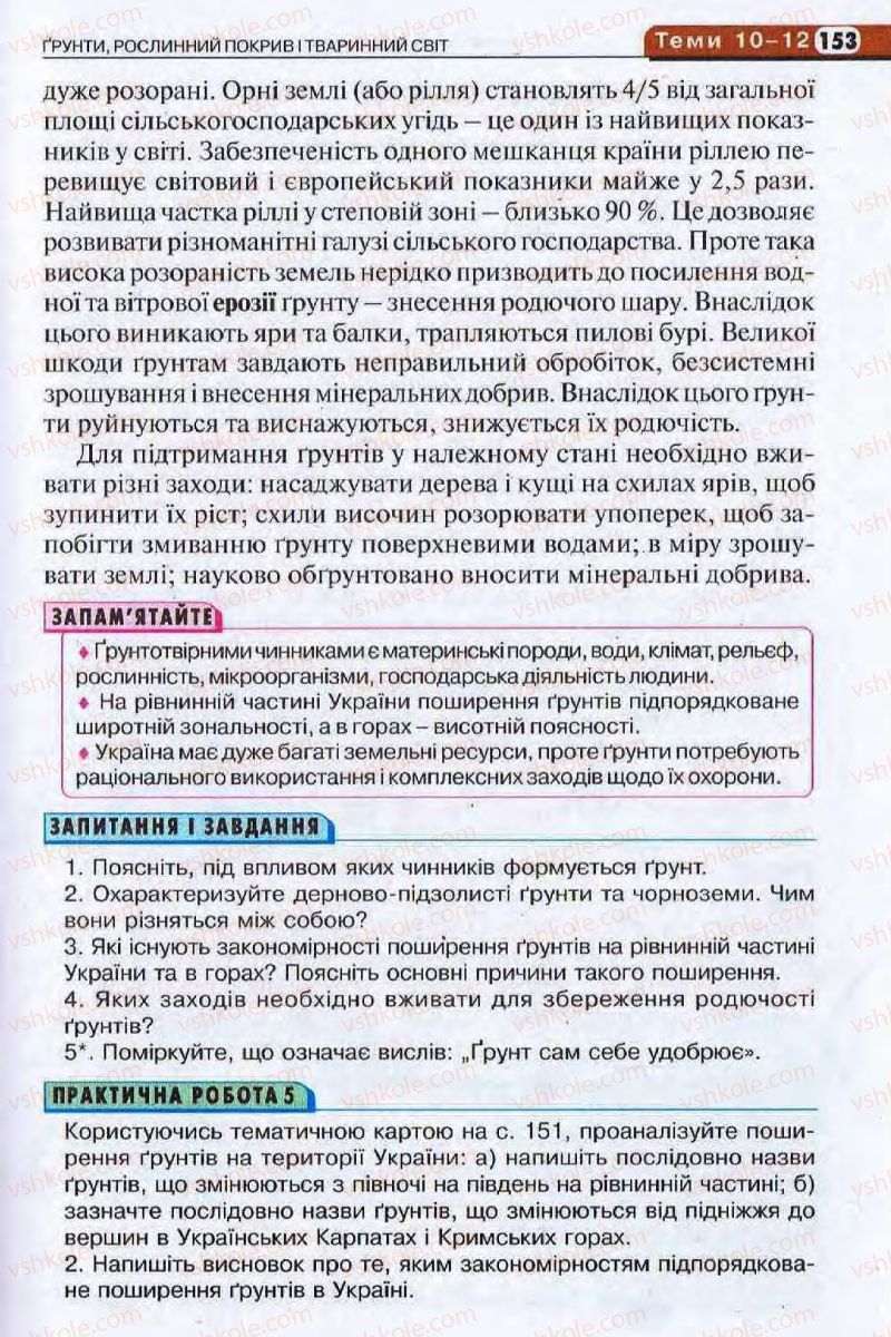 Страница 153 | Підручник Географія 8 клас І.Л. Дітчук, О.В. Заставецька, І.В. Брущенко 2008