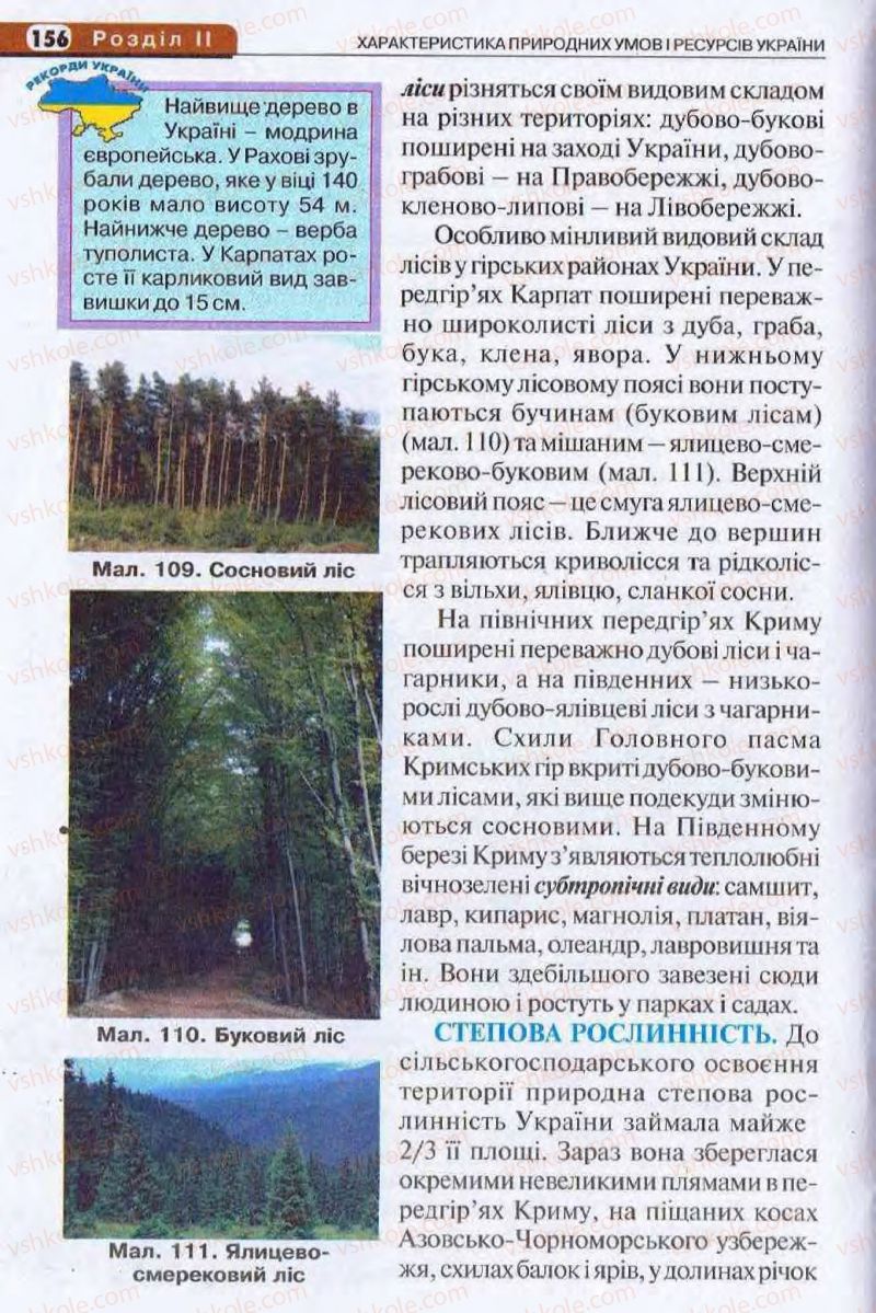 Страница 156 | Підручник Географія 8 клас І.Л. Дітчук, О.В. Заставецька, І.В. Брущенко 2008