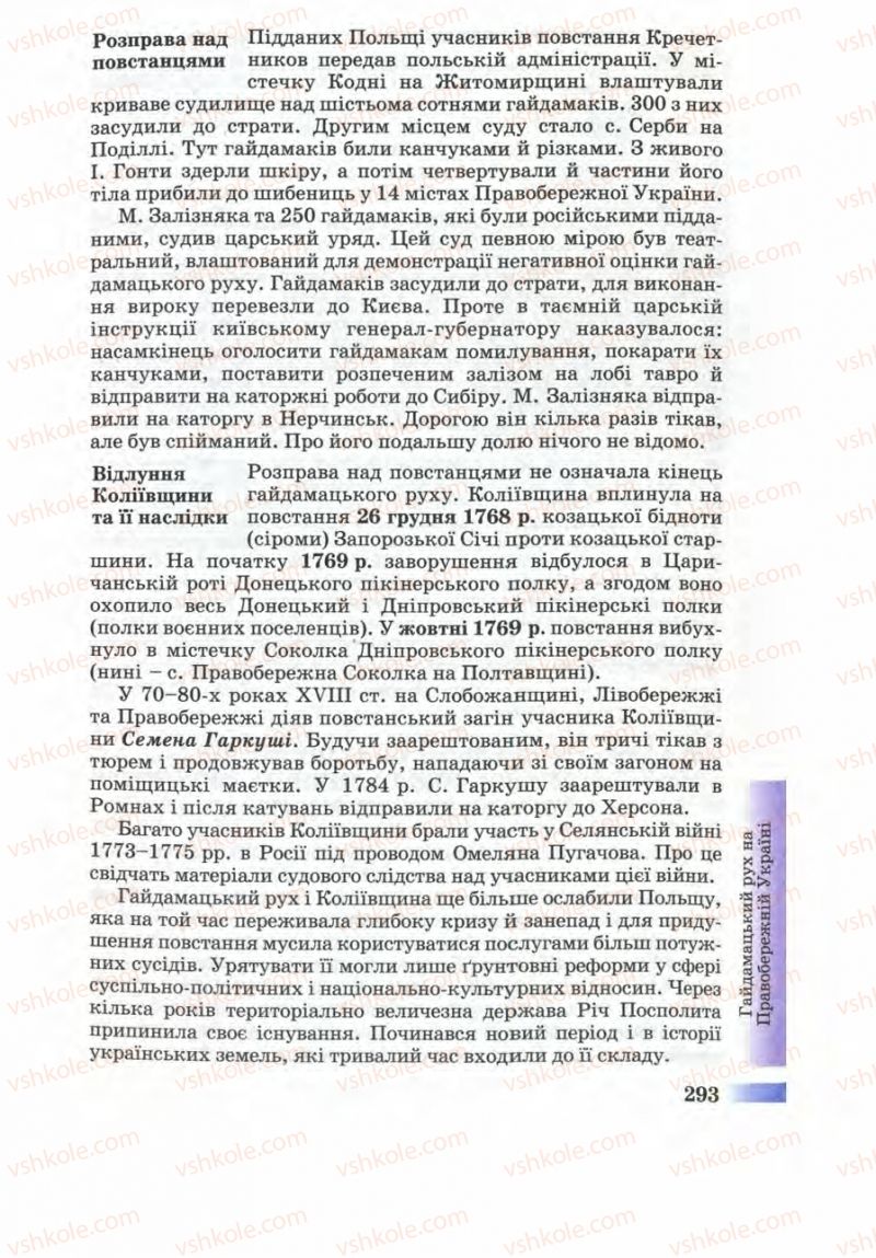 Страница 293 | Підручник Історія України 8 клас Г.К. Швидько 2008