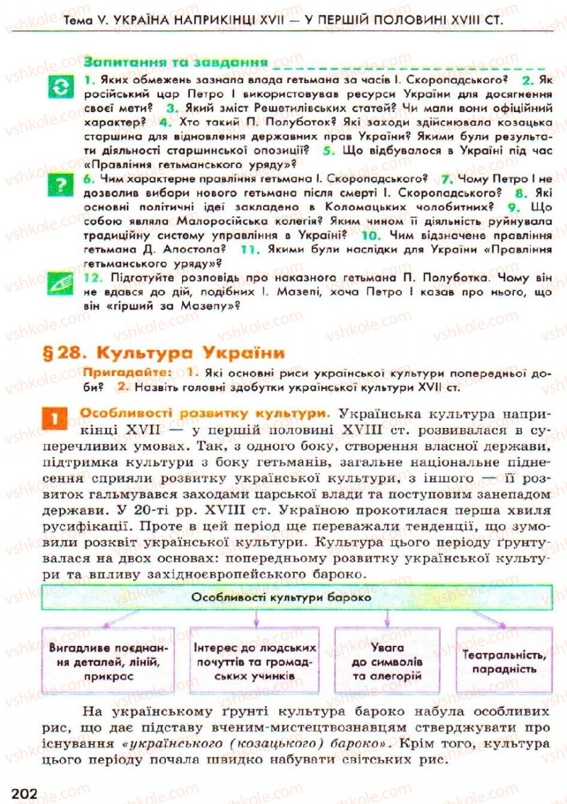 Страница 202 | Підручник Історія України 8 клас О.В. Гісем, О.О. Мартинюк 2008