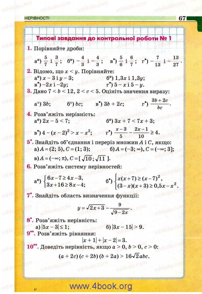 Страница 67 | Підручник Алгебра 9 клас Г.П. Бевз, В.Г. Бевз 2009