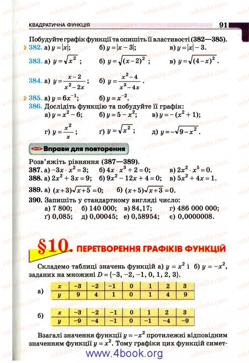 Страница 91 | Підручник Алгебра 9 клас Г.П. Бевз, В.Г. Бевз 2009