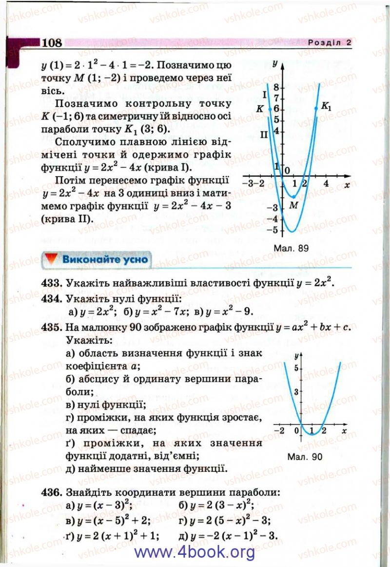 Страница 108 | Підручник Алгебра 9 клас Г.П. Бевз, В.Г. Бевз 2009