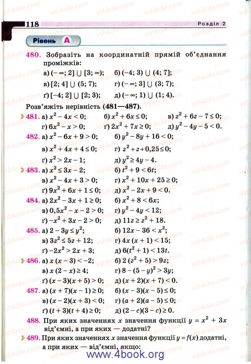 Страница 118 | Підручник Алгебра 9 клас Г.П. Бевз, В.Г. Бевз 2009