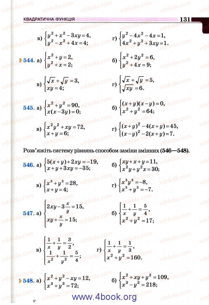 Страница 131 | Підручник Алгебра 9 клас Г.П. Бевз, В.Г. Бевз 2009