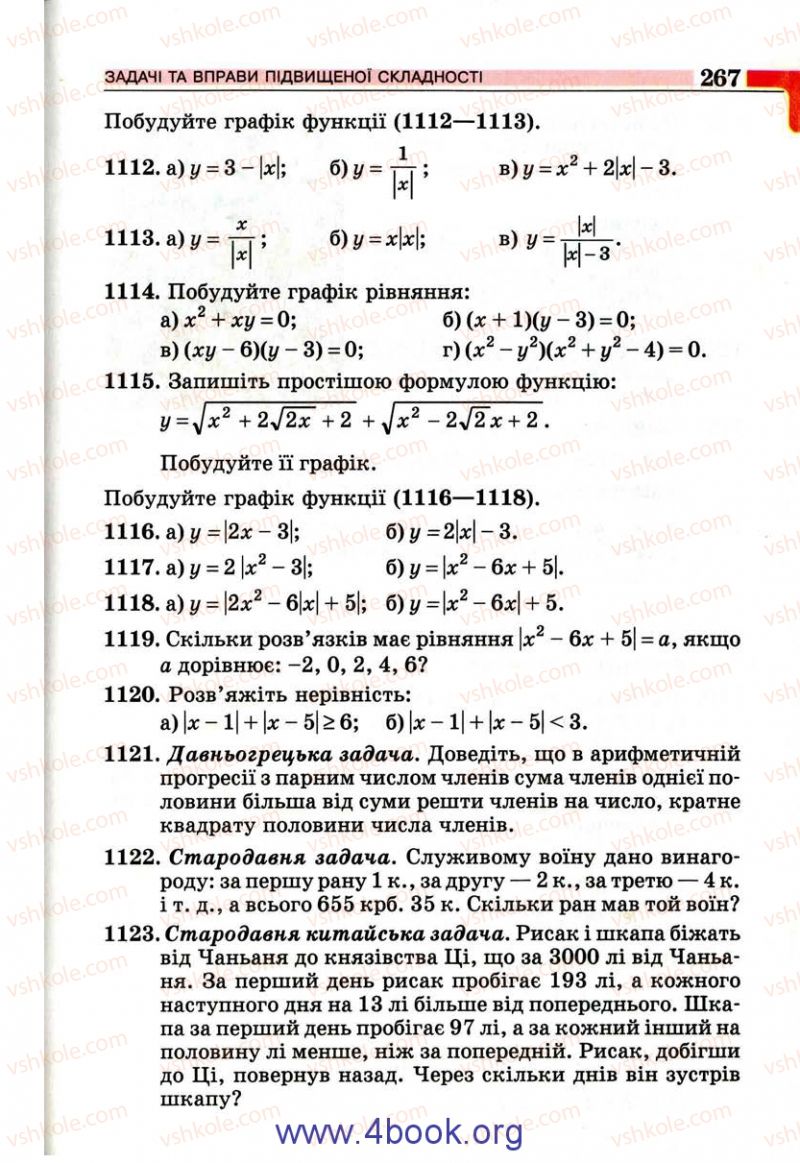 Страница 267 | Підручник Алгебра 9 клас Г.П. Бевз, В.Г. Бевз 2009