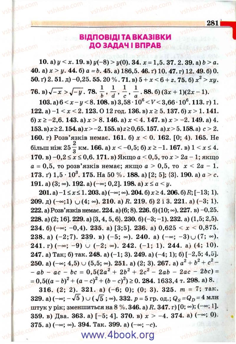 Страница 281 | Підручник Алгебра 9 клас Г.П. Бевз, В.Г. Бевз 2009