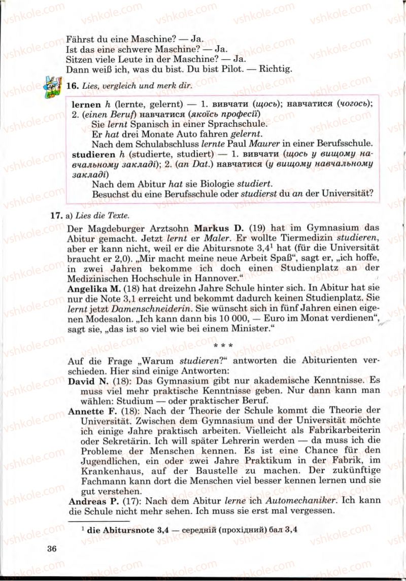 Страница 36 | Підручник Німецька мова 9 клас Н.П. Басай 2009