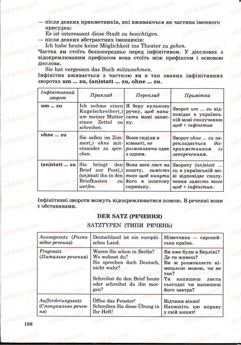 Страница 188 | Підручник Німецька мова 9 клас Н.П. Басай 2009
