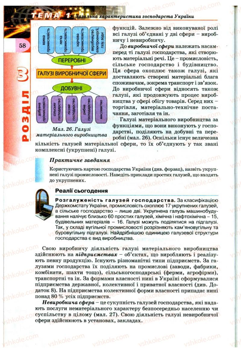 Страница 58 | Підручник Географія 9 клас В.Ю. Пестушко, Г.Ш. Уварова 2009