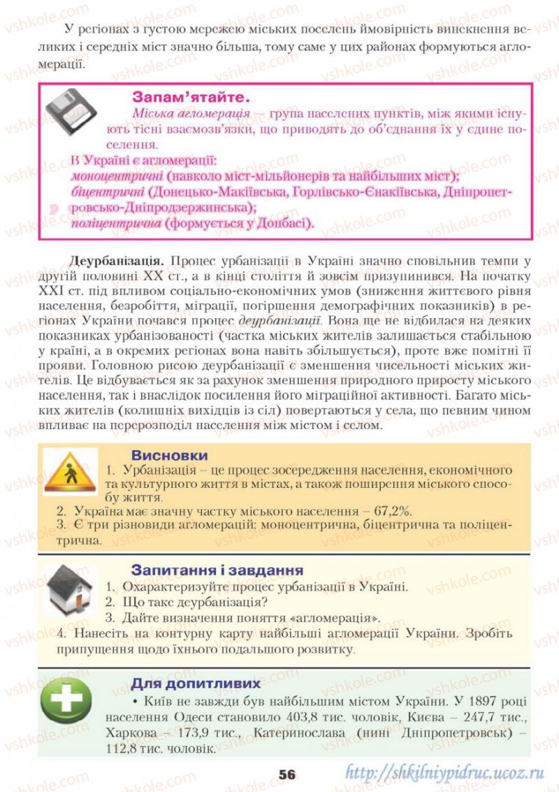 Страница 56 | Підручник Географія 9 клас О.Ф. Надтока, О.М. Топузов 2009