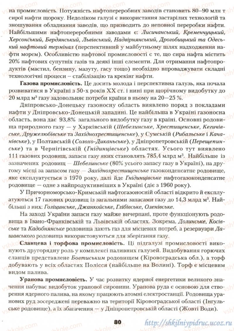 Страница 80 | Підручник Географія 9 клас О.Ф. Надтока, О.М. Топузов 2009