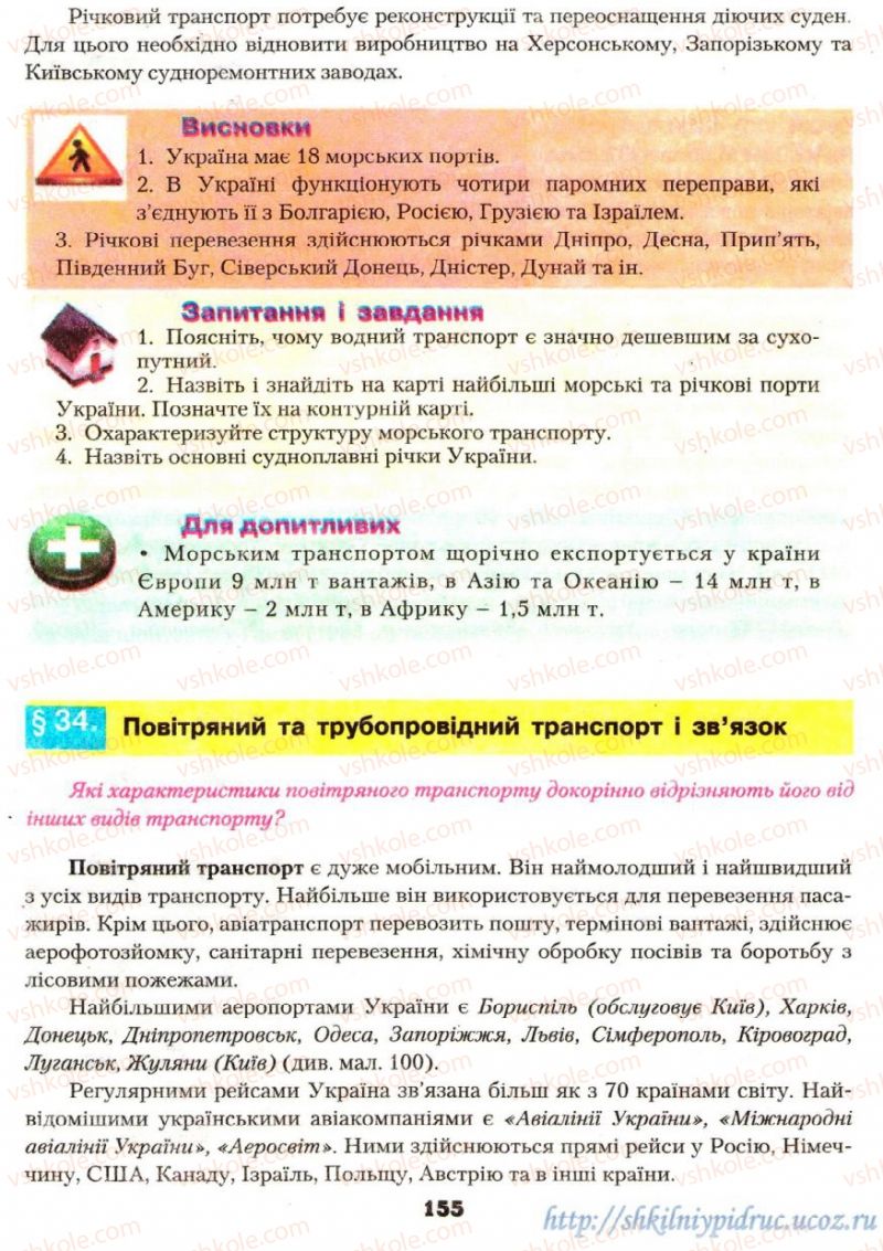 Страница 155 | Підручник Географія 9 клас О.Ф. Надтока, О.М. Топузов 2009