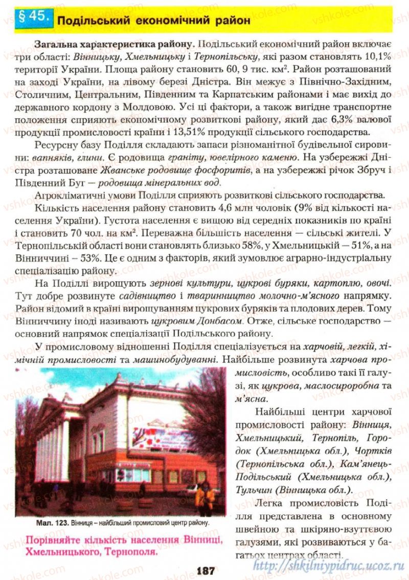 Страница 187 | Підручник Географія 9 клас О.Ф. Надтока, О.М. Топузов 2009
