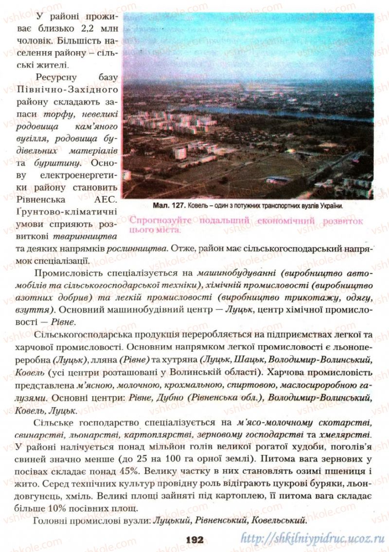 Страница 192 | Підручник Географія 9 клас О.Ф. Надтока, О.М. Топузов 2009