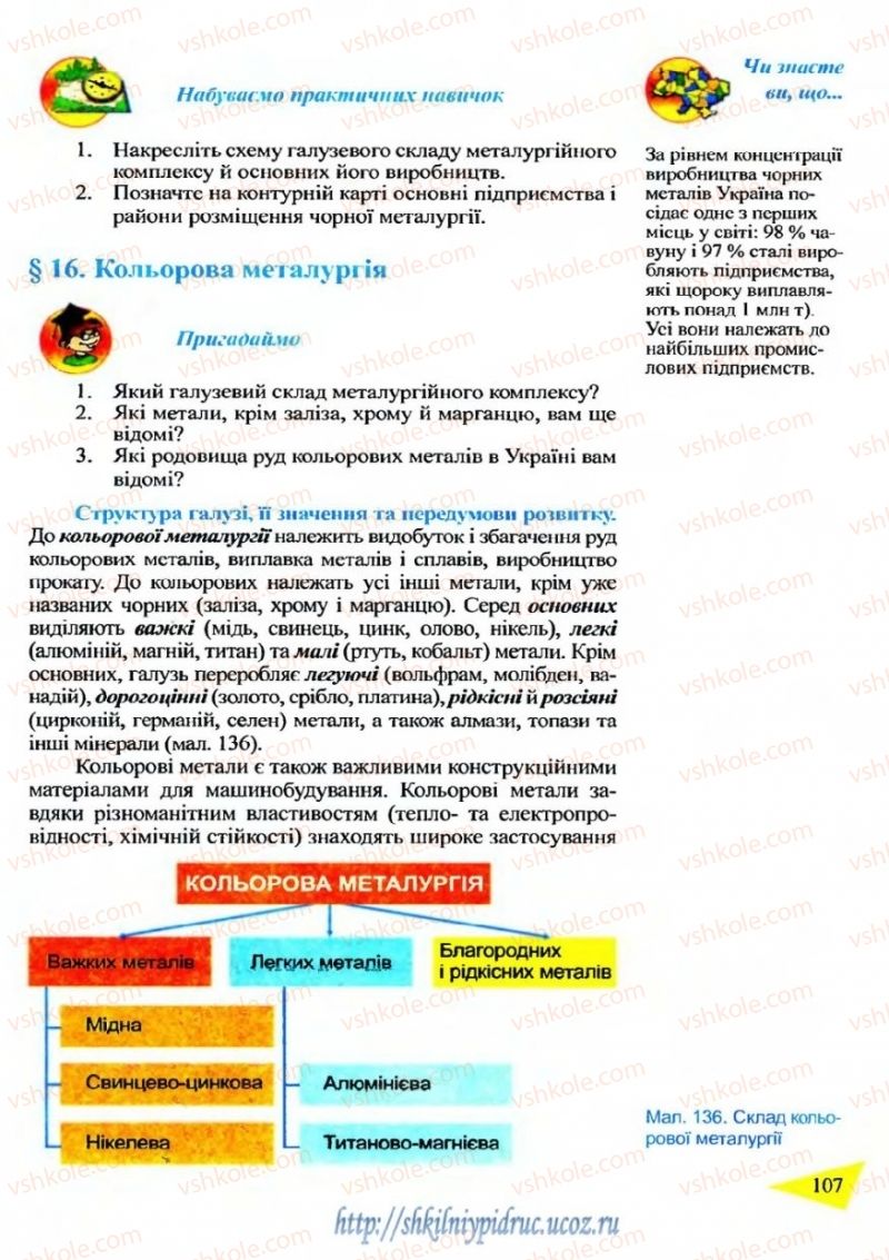 Страница 107 | Підручник Географія 9 клас Й.Р. Гілецький 2009