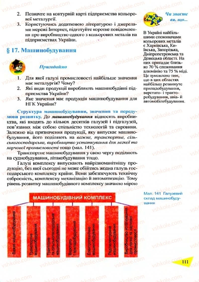 Страница 111 | Підручник Географія 9 клас Й.Р. Гілецький 2009