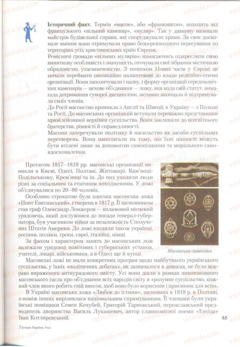 Страница 65 | Підручник Історія України 9 клас О.К. Струкевич 2009
