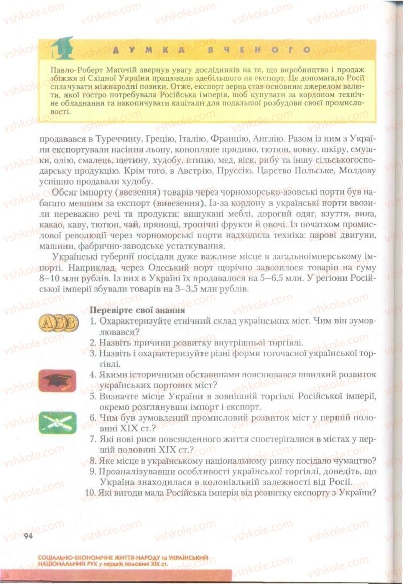 Страница 94 | Підручник Історія України 9 клас О.К. Струкевич 2009