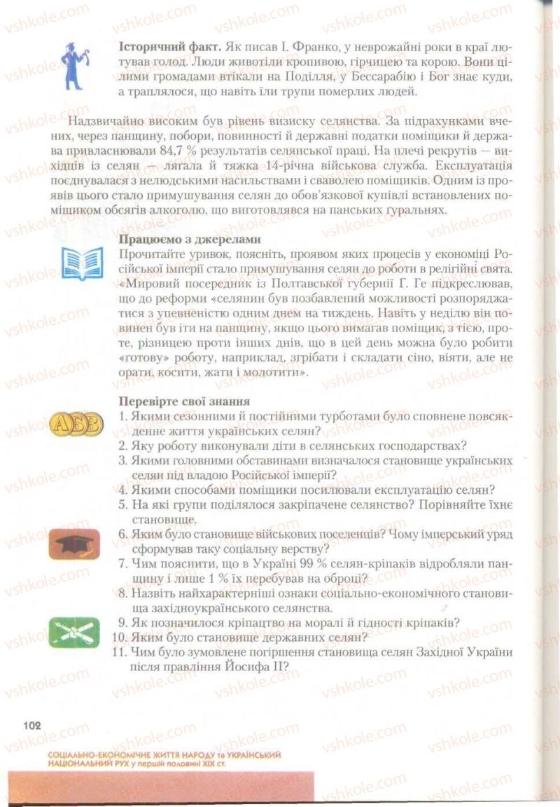 Страница 102 | Підручник Історія України 9 клас О.К. Струкевич 2009