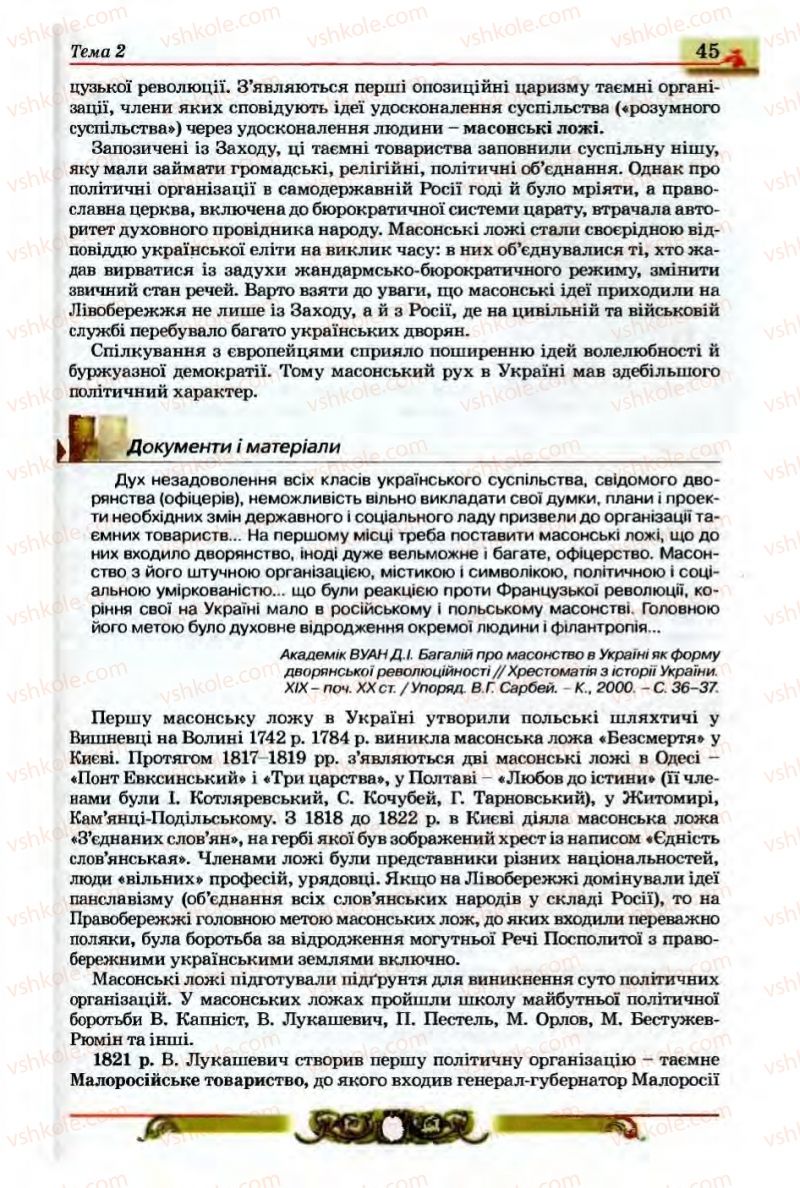 Страница 45 | Підручник Історія України 9 клас О.П. Реєнт, О.В. Малій 2009