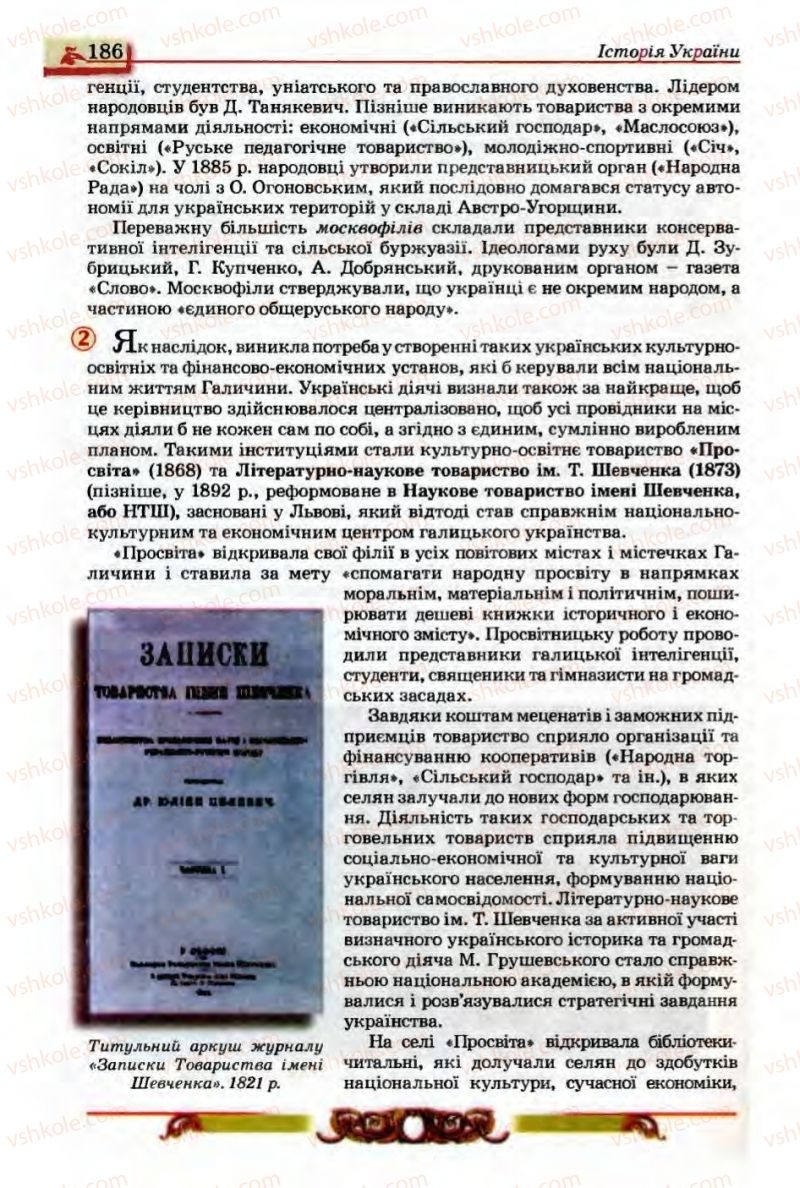 Страница 186 | Підручник Історія України 9 клас О.П. Реєнт, О.В. Малій 2009