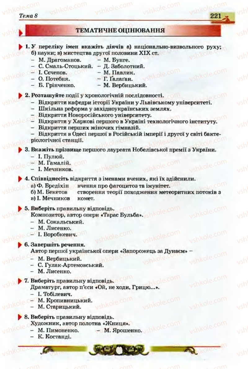 Страница 221 | Підручник Історія України 9 клас О.П. Реєнт, О.В. Малій 2009