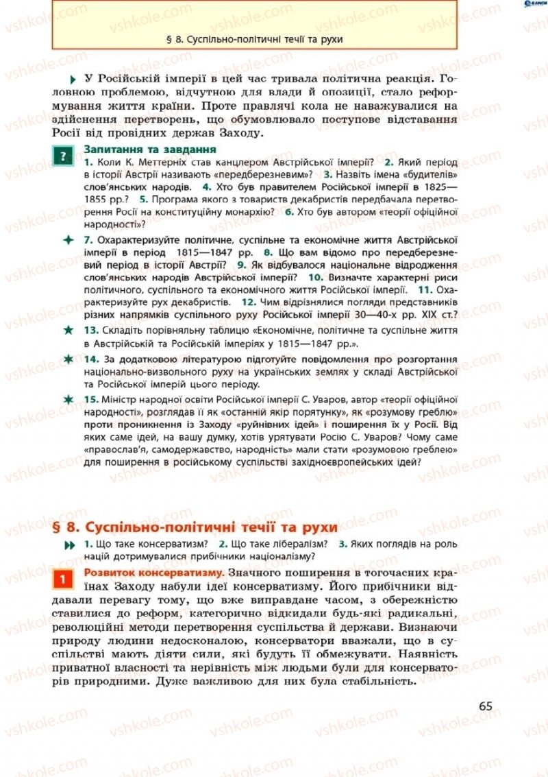 Страница 65 | Підручник Всесвітня історія 9 клас О.В. Гісем, О.О. Мартинюк 2009