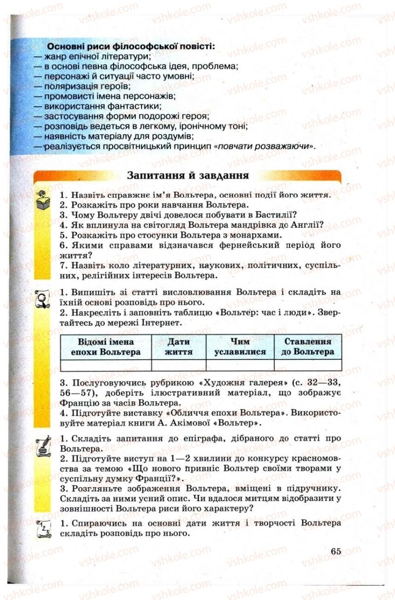 Страница 65 | Підручник Зарубіжна література 9 клас Н.О. Півнюк, Н.М. Гребницька, Г.М. Строганова 2009