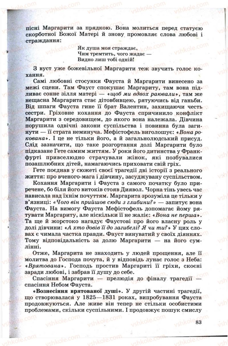 Страница 83 | Підручник Зарубіжна література 9 клас Н.О. Півнюк, Н.М. Гребницька, Г.М. Строганова 2009